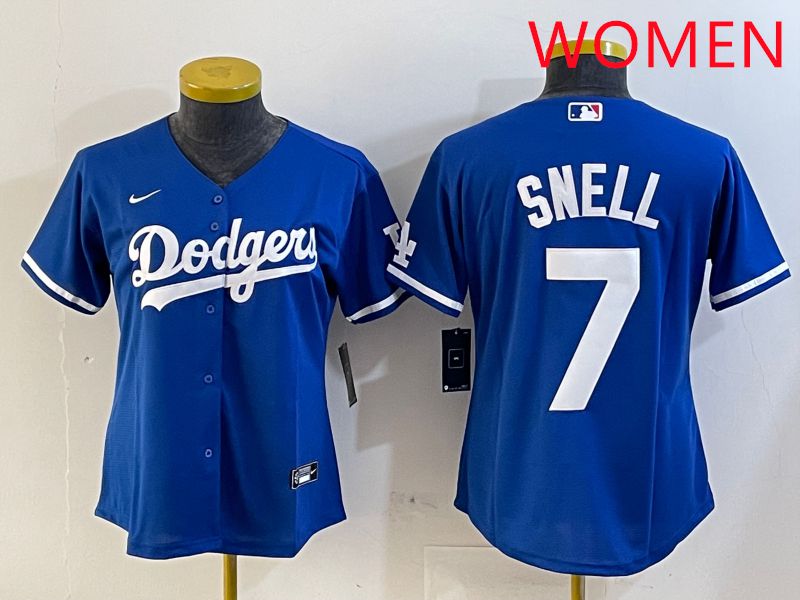 Women Los Angeles Dodgers #7 Snell Blue Game 2025 Nike MLB Jersey style 5